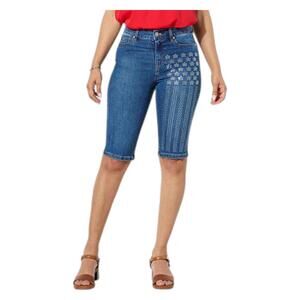 DG2 by DianeGilman Women's Americana Embellished Bermuda Short Midtone - Petite